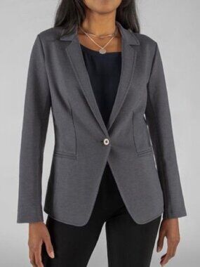 New Betabrand Silver Pinstripe Transcendent Ponte Stretch Blazer Medium